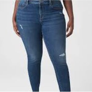 Lane Bryant Mid-Rise Super Stretch Skinny with Frayed hem, Believe It embroidery